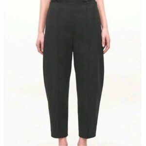 COS navy blue woven high rise barrel leg balloon leg ankle cropped trouser pants